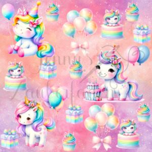 Einhorn-Geburtstagstraum in Pastell