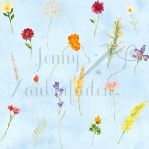 Blumenwiese auf Blau