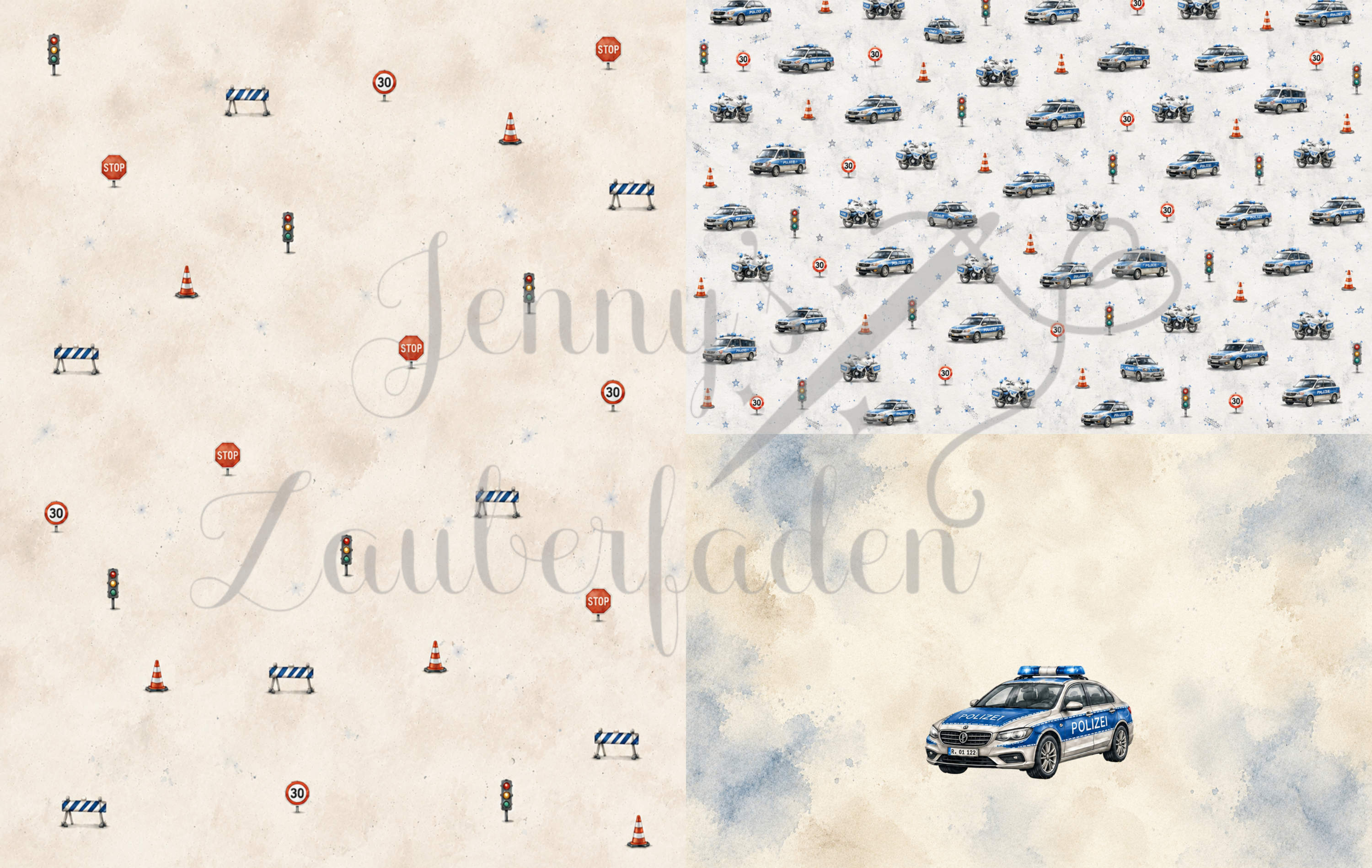 Polizei im Einsatz – Schultüten-Panel – Canvas Baumwolle